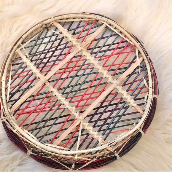 CIRCLE WICKER STRAW MULTICOLOR BASKET - Picture 3 of 6